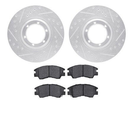 Dynamic Friction Co 7302-72026, Rotors-Drilled and Slotted-Silver with 3000 Series Ceramic Brake Pads, Zinc Coated 7302-72026